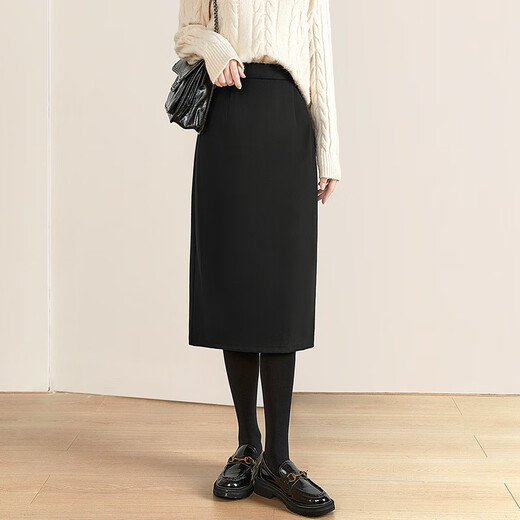 Shechi high waist skirt 2025 autumn new women's fashion straight slit mid-length skirt