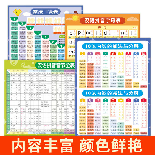 Yuan Chinese Pinyin Alphabet Wall Autocollant Pinyin Training Apprentissage Artefact Vowel Vowel First Grade Enfant Early Education Scheme [New Style] Image d'alphabétisation synchrone pour le deuxième volume de deuxième année