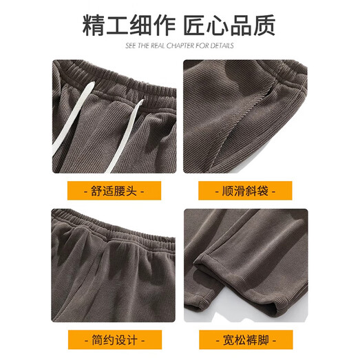 DUDR春季男款休闲裤男防寒宽松直筒垂感男士阔腿长裤裤子男 9921棕色【加绒款】 M