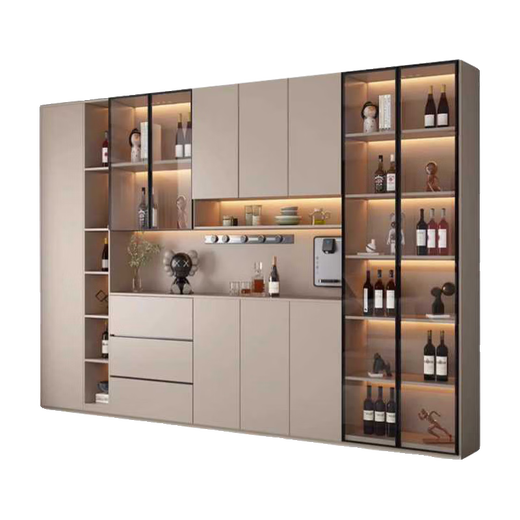 XMSJ Customized Massive Holz Seitenschrank gegen die Wand integriertes Wohnzimmer Teeschrank 2024 Leichte Luxus -Wandkabine Aufbewahrung Weinschrank Stil 12240*40*220 Solid 6 Türen