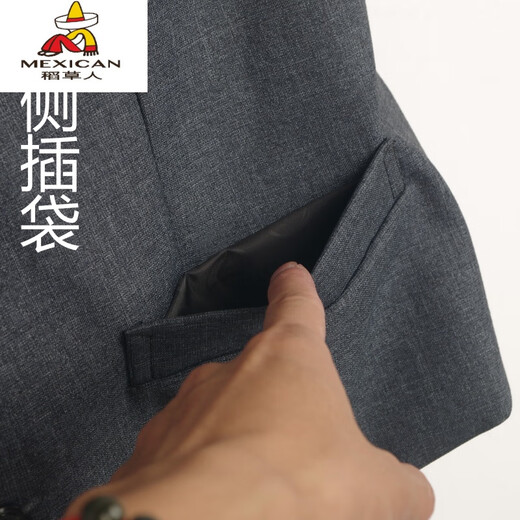 稻草人中老年男士马甲春秋薄款大码修身爸爸装背心中年男装商务休闲马夹 西装马甲-灰色 3XL 56码