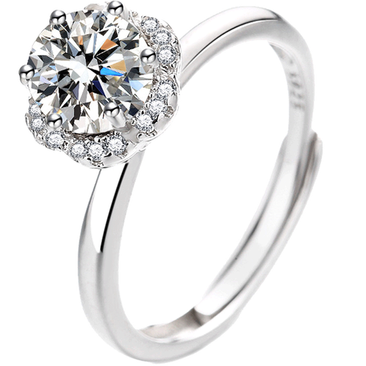 EothPT950 platinum flower moissanite diamond ring for women platinum begging for wedding, Valentine's Day birthday gift for girlfriend PT950 platinum flower moissanite ring + certificate