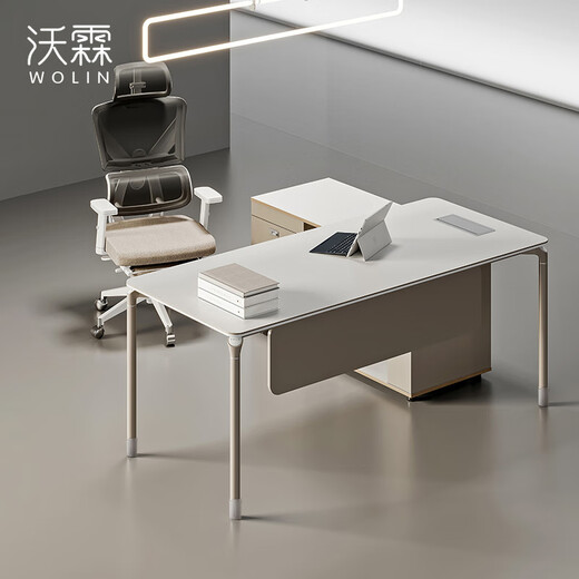 Wolin Office Furniture Boss Desk Simple Desk Modern Single General Manager Light Luxury Computer Table and Chair Combination 1.6 Meter Boss Desk Left and Right Interchangeable Regular