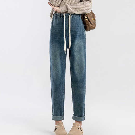 Les pantalons de maternité bonaux portent un jean, un pantalon papa lâche, un pantalon grand-patte, un petit costume de maternité décontracté, un pantalon de maternité [style de cordon] L Taille 105-120jin [Jin est égal à 0,5 kg]