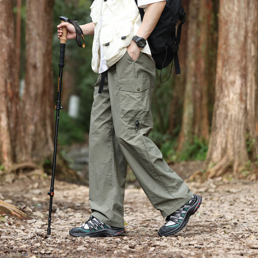 顶峰保罗（Dingfengbaoluo）户外冲锋裤子男春夏季山系休闲宽松工装直筒长裤子29018军绿L