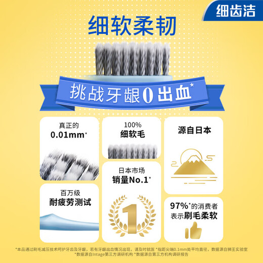 Lion 0.01 elastic spin-on soft bristle toothbrush for gum protection and fine tooth cleaning. Elastic brush handle to relieve bleeding. 12 pieces of soft bristle.