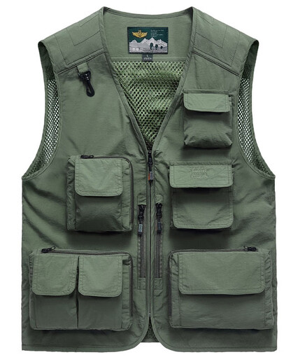 JP Spring-, Sommer- und Herbst-Dünn-Herrenweste Multi-T-Tasten-Bergsteigerfotografie-Jacke 9898 9898 Military Green L (geeignet für 125 Jin [Jin entspricht 0,5 kg] -140 Jin [Jin gleich 0,5 kg]))