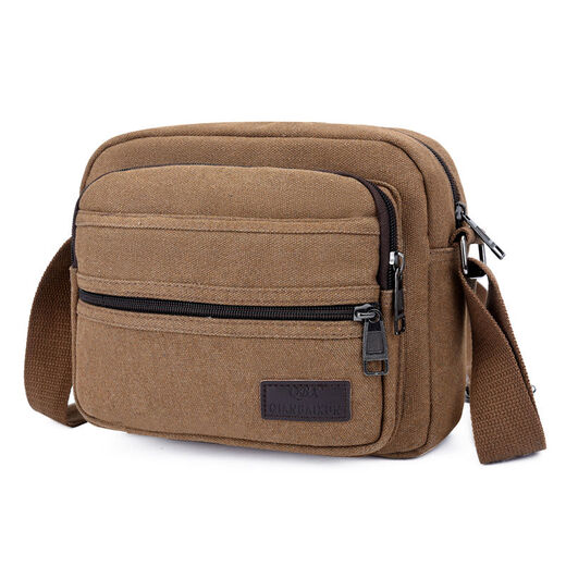 Electrician's bag canvas wear-resistant work thickened hardware one-shoulder electrician's tool bag small cross-body shoulder portable small thickened canvas multi-layered khaki color