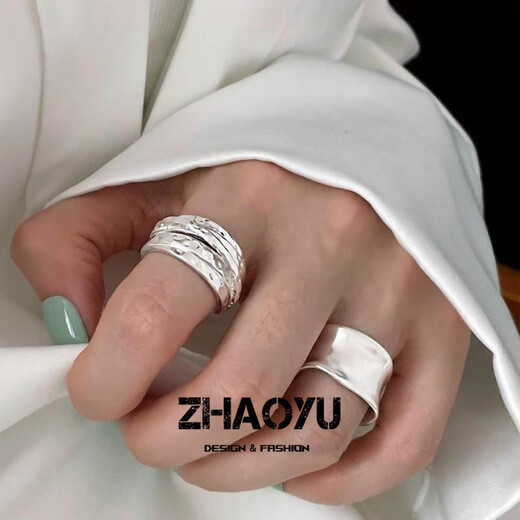 Chaoyu fashionable wide-brimmed geometric line winding ring for women with personality and creative temperament 925 silver plated open ring index finger ring wide-brimmed ring 1 piece