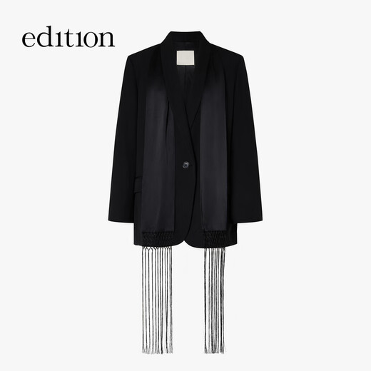 edition【董洁同款】精英衣橱系列青果领围巾西装 黑色 XS 155