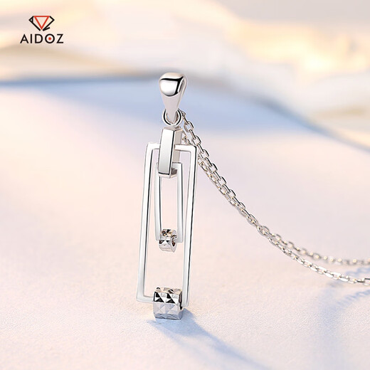 Aido diamond platinum pendant, feminine pt950 platinum paper clip pendant gift for girlfriend, weight 2.5-2.7 grams + delivery silver chain