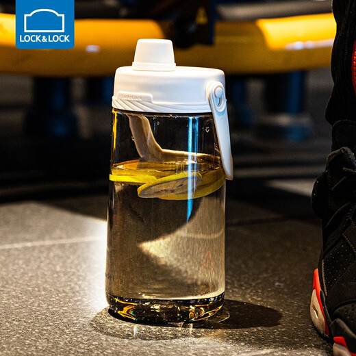 LocknLock Sports Water Cup 2000ml Large Capacity Fitness Water Bottle Ton Bucket Extra Large Outdoor Fitness Cup Straw White 2.0L