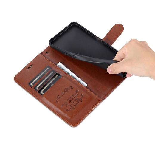Ju Xiaozhi eignet sich für Apple 13 Mobiltelefonhülle Flip Leder Hülle iPhone13 Wallet Card-Karten-Steckkoffer Full-Pack-Anti-Fall-Fall-Innenschale mit magnetischer Schnallen Schutzabdeckung für Männer und Frauen iPhone 13 [Brown]