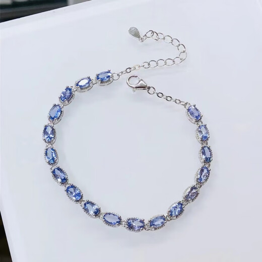 Qianluofu Tanzanite Bracelet New Natural Inlaid S925 Silver Women's Hand Jewelry Wholesale Live Accessories Douyin Fashion Goods Main Stone 5*3MM