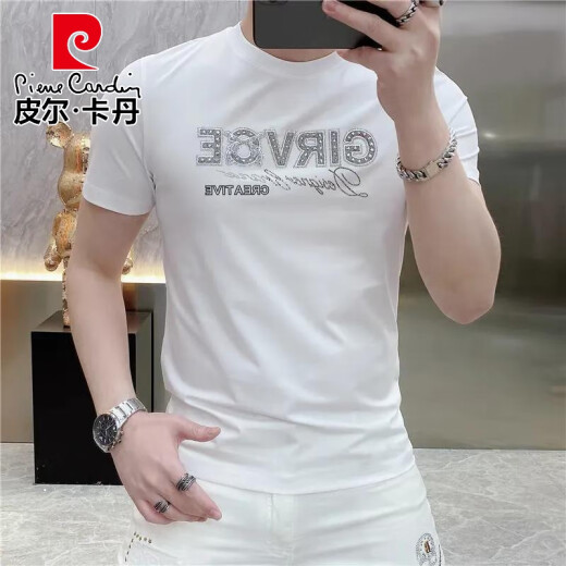 Pierre Cardin NUEVA Camiseta para hombres European Luz de manga corta Nicho de lujo Slim Nicho Redonde