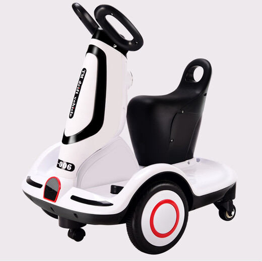 Aseblarm children's electric car with remote control stroller anti-rollover child balance car children's standing seat twist with handrail cross-country body white early education + 7A large battery + dual drive + remote control