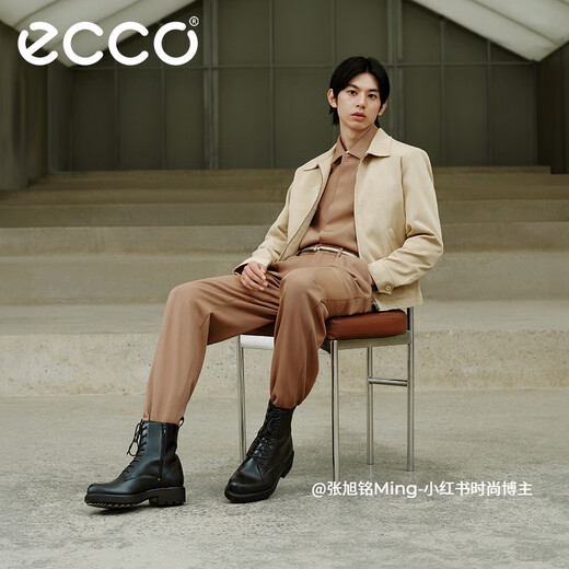 爱步（ECCO）马丁靴 男靴时尚潮流厚底靴子男鞋 都市奥陆斯550264 黑色55026401001 43