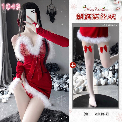 曼烟性感情趣内衣圣诞节制服诱惑床上免脱纯欲冬季激情睡衣套装女 104 1048圣诞裙[圣诞裙+手套*2+T裤]