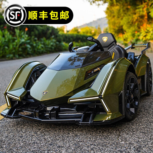 
Star Lulamborghini children's electric car four-wheel baby remote control baby toy car men and women can sit on people Military green [skin seat + soft tire + 12V14AH]