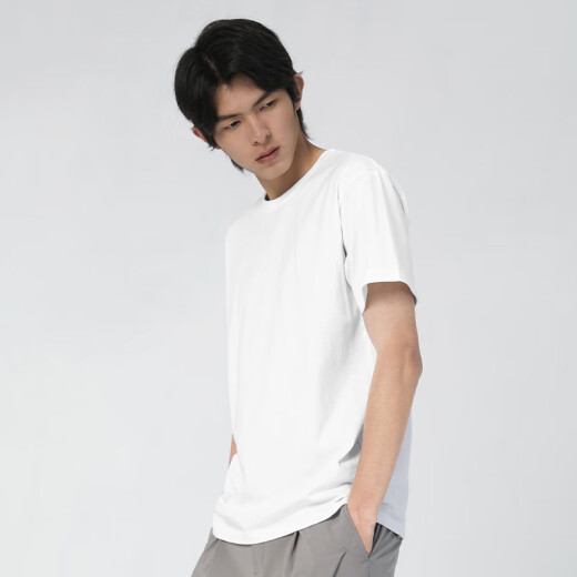 MARKLESS [Cotton Basics] T-shirt Men's Spring and Summer Solid Color Short Sleeve TXA5630M Yunfeng White L