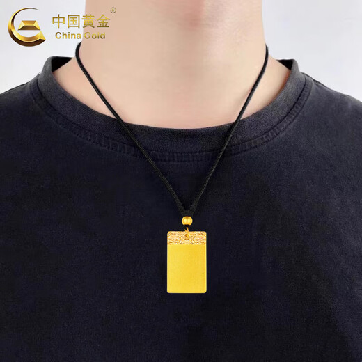 China Gold (CHINA GOLD) gold ancient Wushi brand necklace for women three-dimensional solid gold pendant Christmas and New Year birthday gift for girlfriend and wife Wushi brand necklace black rope 2.74g