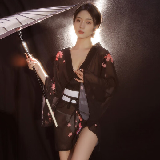 霏慕日本和服睡衣日系女性感刺激女仆小胸大码美女sm汉服 6174女修头纱连衣裙披肩内裤+手 衣服房事露出外出可穿夫妻