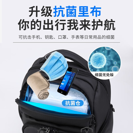 CROSSGEAR瑞士军士刀双肩包男士大容量商务背包出差旅行包17.3英寸电脑书包 黑色【超大容量同比20吋拉杆箱】