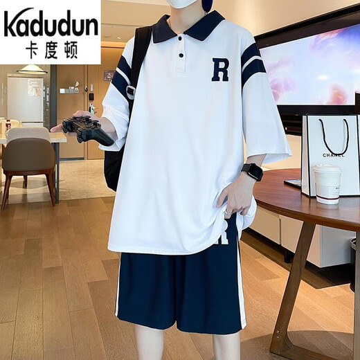 Kaduton Adolescente Traje de manga corta de 20 años de edad de 20 años de edad en una camiseta suelta de gran tamaño de la escuela secundaria de 16 años Traje de ropa deportiva 5012 Muja negra M (70-100Jin [Jin es igual a 0.5 kg])
