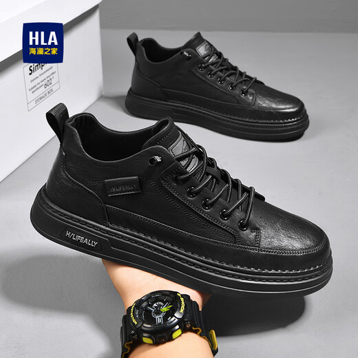 Heilan House Men's Shoes Autumn and Winter Plus Velvet 2025 New Versatile Classic Sneakers Men's Soft Soled Business Casual Leather Shoes Commuting Shoes for Men Black 42
