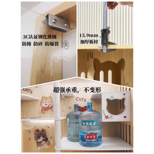 Cat cage with integrated toilet, suitable for large and small kittens, villa indoor household cat house with integrated toilet, solid wood cat, length 120, width 60, height 150cm, environmentally friendly and waterproof model, delivery to home, installation package