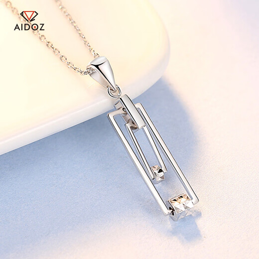 Aido diamond platinum pendant, feminine pt950 platinum paper clip pendant gift for girlfriend, weight 2.5-2.7 grams + delivery silver chain