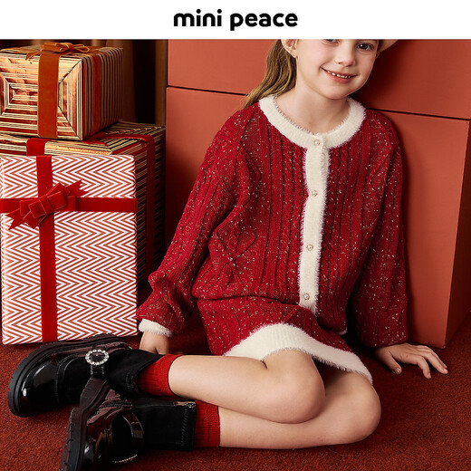 MiniPeace Children's Clothing Spring New Girls Suit F2FCE1A02FBFCF1135 Red 130cm