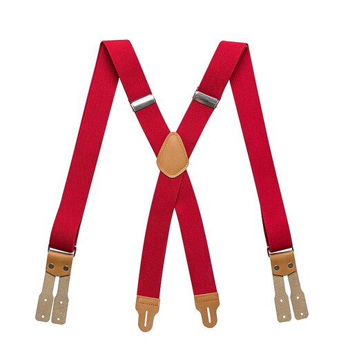 JOYBOKER 男士纽扣背带夹西装衬衫西裤背带吊带松紧防滑肩带X型3.5cm黑色吊裤带 米色