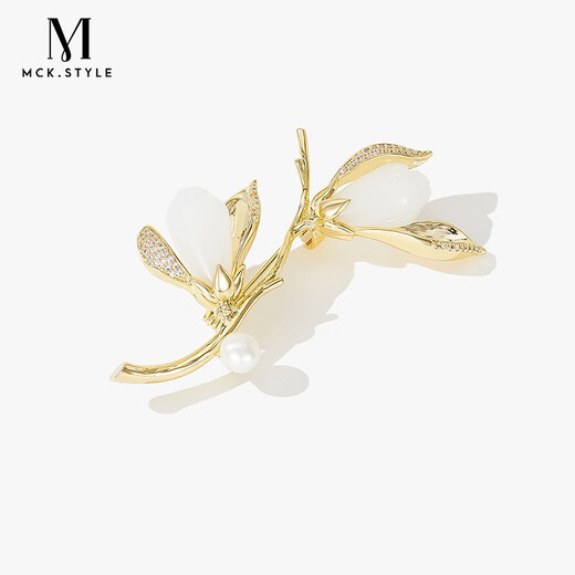 Mck golden magnolia brooch high-end women's corsage suit accessories Chinese Valentine's Day gift