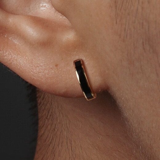 Mingyang Zhuhai 18K gold white gold rose gold earrings men's earrings single light luxury simple high-end circle earrings earrings small 18K gold gold earrings single