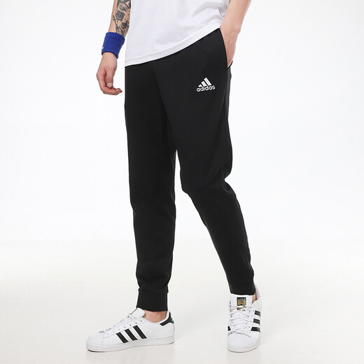 阿迪达斯 （adidas） 男裤 2025夏季新款运动裤针织卫裤黑色束脚长裤透气休闲裤子男 GK9226/黑色针织/单层束脚/主推 S