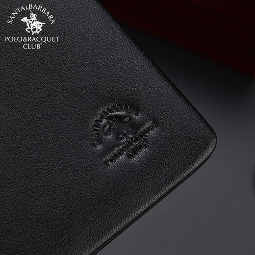 The same style men's wallet for men's pure leather wallet, fashionable ultra-thin ticket clip, Father's Day gift, black solid wood gift box packaging