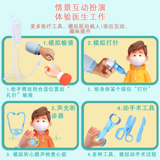 Feibei (Feibei) Regalos del día del niño Little Doctor Jet Juguetes para niños Girl Dentist Plays House Stethoscope Medical Box