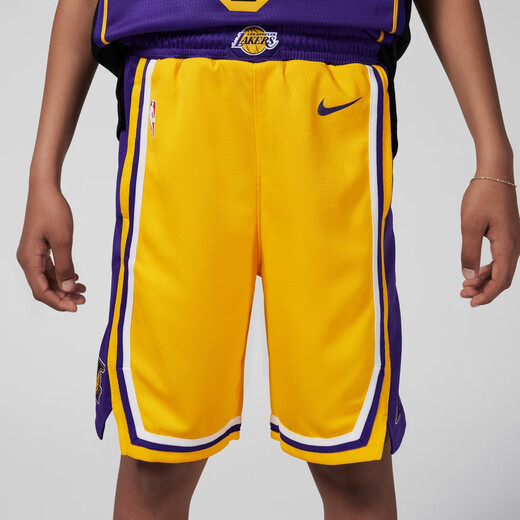 耐克（NIKE）官方男童洛杉矶湖人队ICON NBA大童速干短裤FZ1187 728阿马里洛黄/洛杉矶湖人队 140 S