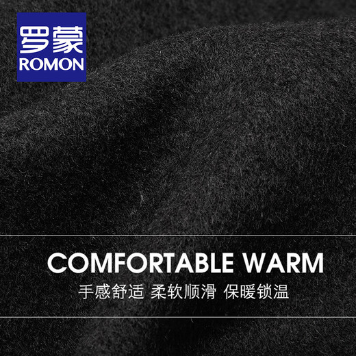 ROMON mid-length woolen coat for men in autumn and winter business casual cotton thickened windbreaker for men warm woolen coat for men black woolen (40% sheep wool) 2XL /185 size (recommended 155-170 Jin Jin equals 0.5 kg to wear)