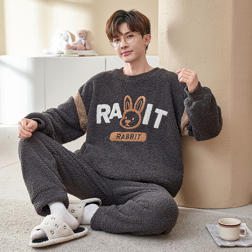 Chuangjingyi eligió pijamas para los pijamas de hombres con fondo cálido de los hombres para el invierno Winter Warmed redondo redondeo de ropa de gran tamaño para el hogar