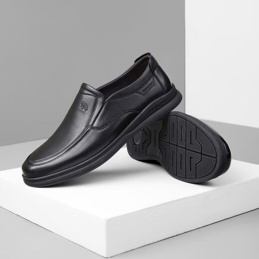 Camel (CAMEL) men's shoes, business casual shoes, middle-aged men's soft leather soft sole cowhide leather shoes for men A132287560-1 Black 39