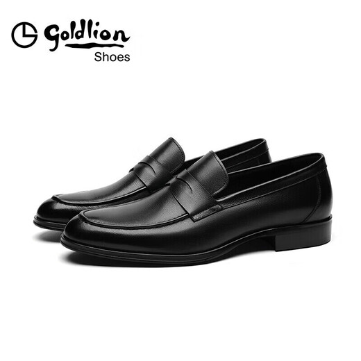 金利来（goldlion）【七夕送礼】男鞋时尚轻质耐磨商务休闲鞋套脚正装皮鞋黑色40