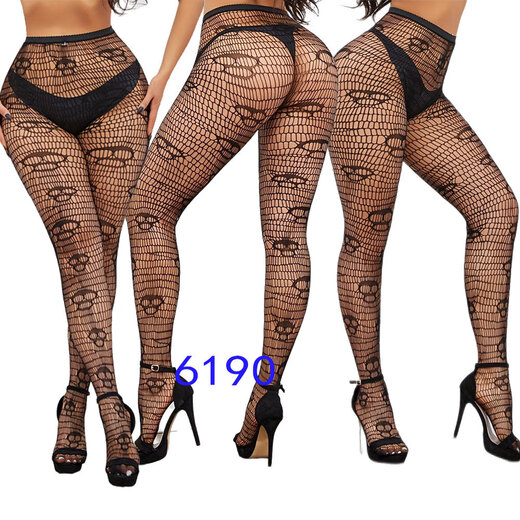 Halloween Neue Produkte Spot Europäischer und amerikanischer Jacquard -Fledermaus -Fledermaus -Strümpfe, geheime Fledermaus -Strümpfe, Jacquard -Fischerei -Netzstrümpfe, 6190 Einzelgröße (White Card OPP)