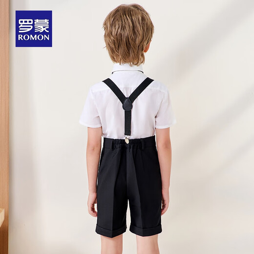 Romon boys dress summer children's graduation performance suit kindergarten overalls flower girl black suit 150