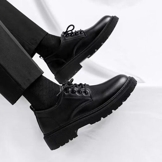 Amaodun chef's shoes men's non-slip waterproof kitchen men's small black shoes work leather shoes men's versatile style small leather shoes men's black basic model 44