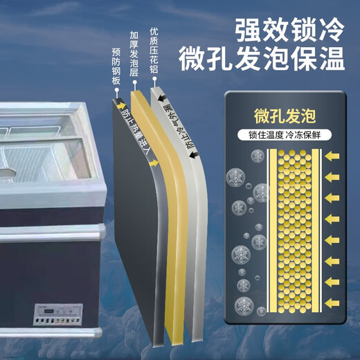 AUCMA Display Commercial Refrigerator Gabinete de isla de gran capacidad Refrigerador Refrigerador Refrigerador Combinación Combinación de gabinete de isla Freezer Refrigerador fresco Puerta de vidrio Helado de carne Gabinete