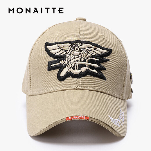 MONAITTE hat men's spring and summer new trendy brand versatile baseball cap hard top embroidered outdoor sports four-season trend peaked cap khaki (marked O-3) four-season style one size fits all adjustable 55-62CM