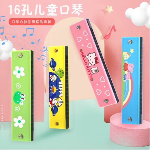 Kinderanfänger 16-Loch-Cartoon Doppelreihe Harmonica Instrument Early Education Spielzeug Mundharmonica umweltfreundlich rosa Einhorn
