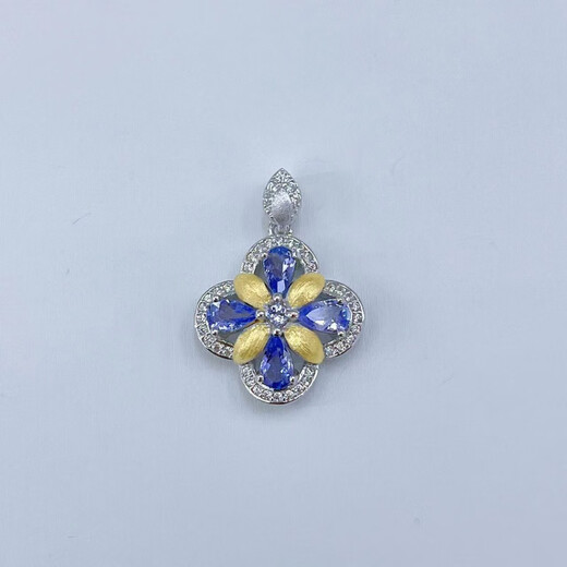 Yinli a new spring S925 silver-plated two-color inlaid tanzanite pendant for women without chain